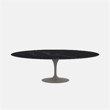 Mariella-Saarinen Dining Table 96 Oval--grey-Nero-Marquina-marble-Satin-finish